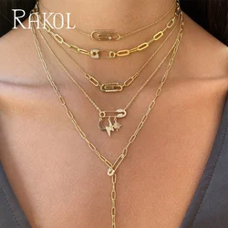 RAKOL INS-Collier ras du cou en forme de trombone pour femme, bijoux empilables à la mode