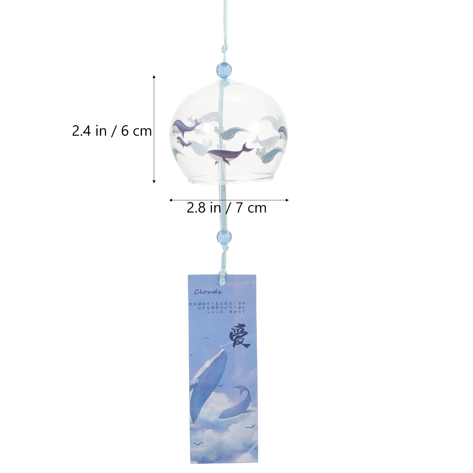 Ornament Glass Wind Chimes Household Bell Adornment Bottle Hanging Blue Pendant Student