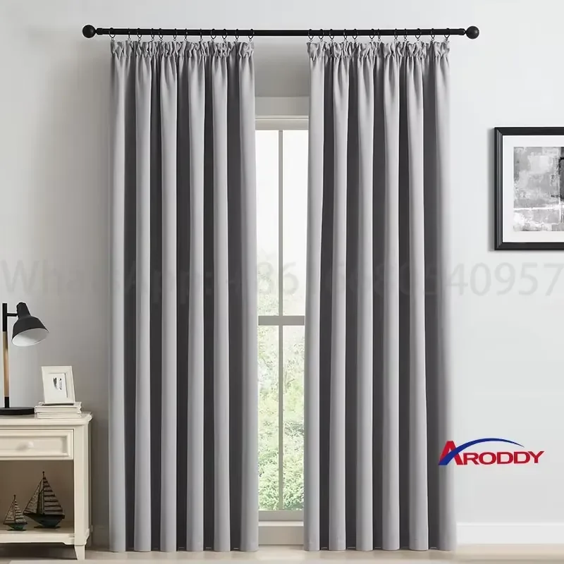ARODDY Thermal Insulated Blackout Curtains H175*143cm Energy Saving Noise Reducing Living Room Fabric Curtains
