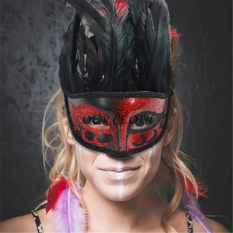 깃털 코스프레 마스크 여성을위한 가장 무도회 장식 마스크 남성 할로윈 마스크 의상 액세서리 깃털 마스크 Y1AC