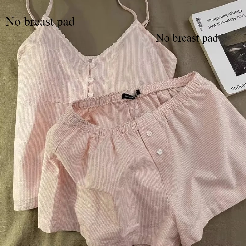 Nueva Pijama de Algodón 2025 para Mujer, Conjunto de Ropa de Dormir de Verano con Pantalones Cortos y Manga Corta, Linda Pijama para Mujer