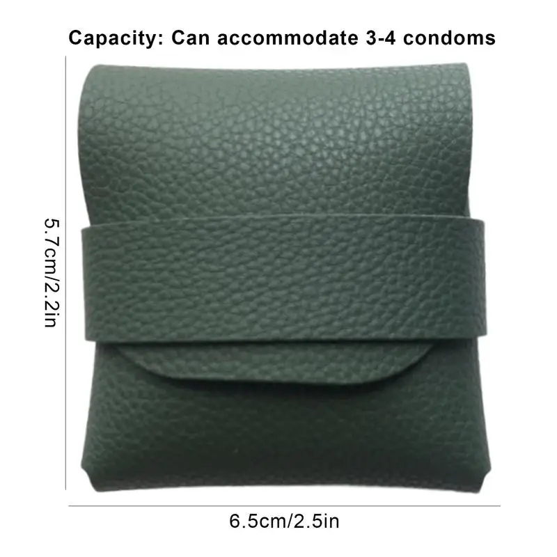 Leather Condom Case Small Purse PU Leather Condom Case Discreet Pocket Purse Travel Small Storage Case For Protects 3-4 Condoms