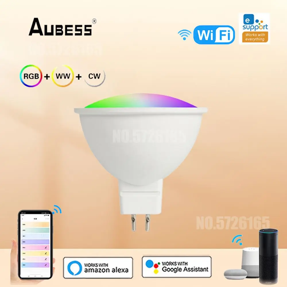 

MR16 Smart Bulb EWelink APP Control Light Bulb WiFi RGB+CW 5W 12V LED Dimmable Lamps Work With Alexa Google Home Smartthings