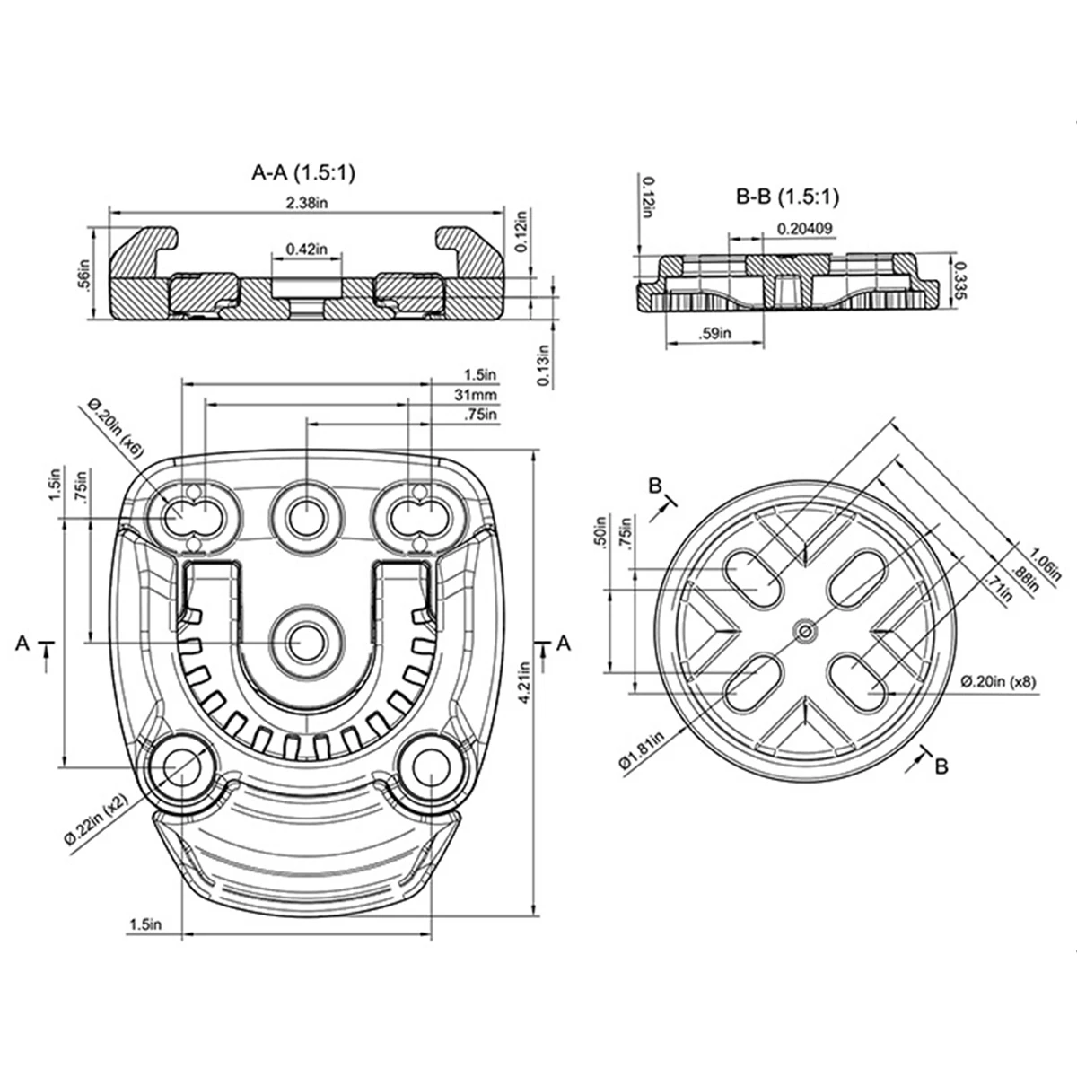 Taktische Jagdwerkzeuge, Holster-Adapter, Mini-Schnellverschluss-Montagesystem - 360-Grad-Rotation, Taktische Hüfttasche – Detail 2