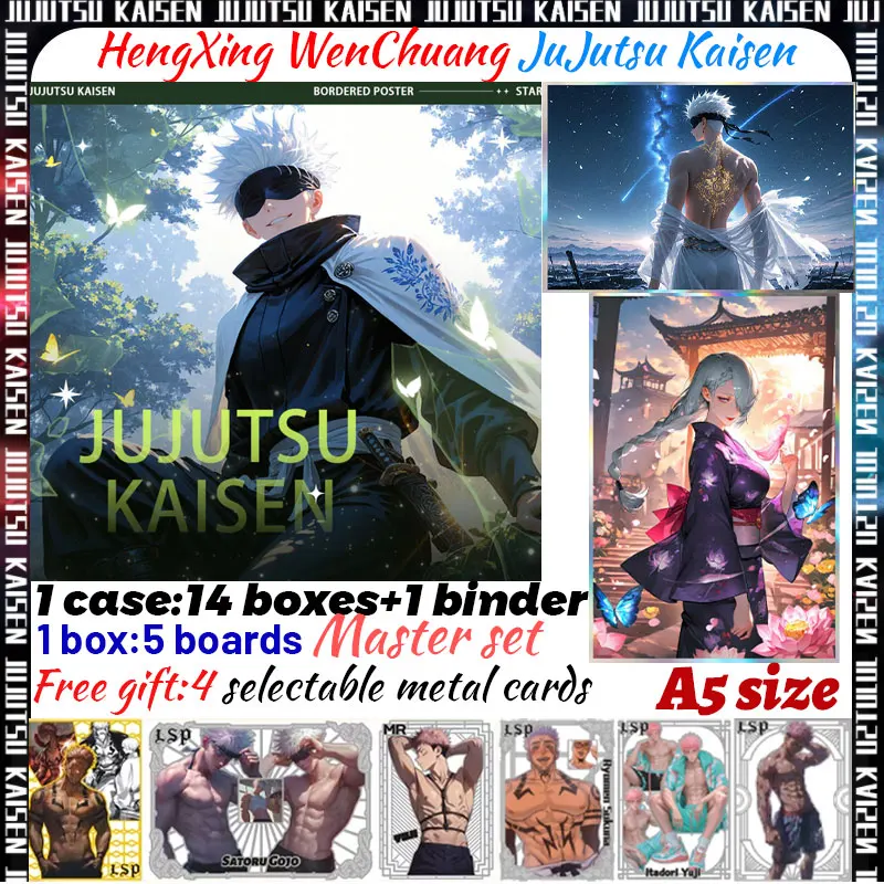 

2025 новейший HengXing WenChuang JuJutsu Kaisen A5, отрывные карточные доски Gojo Satoru Nanami Sukuna, хобби, рождественский подарок