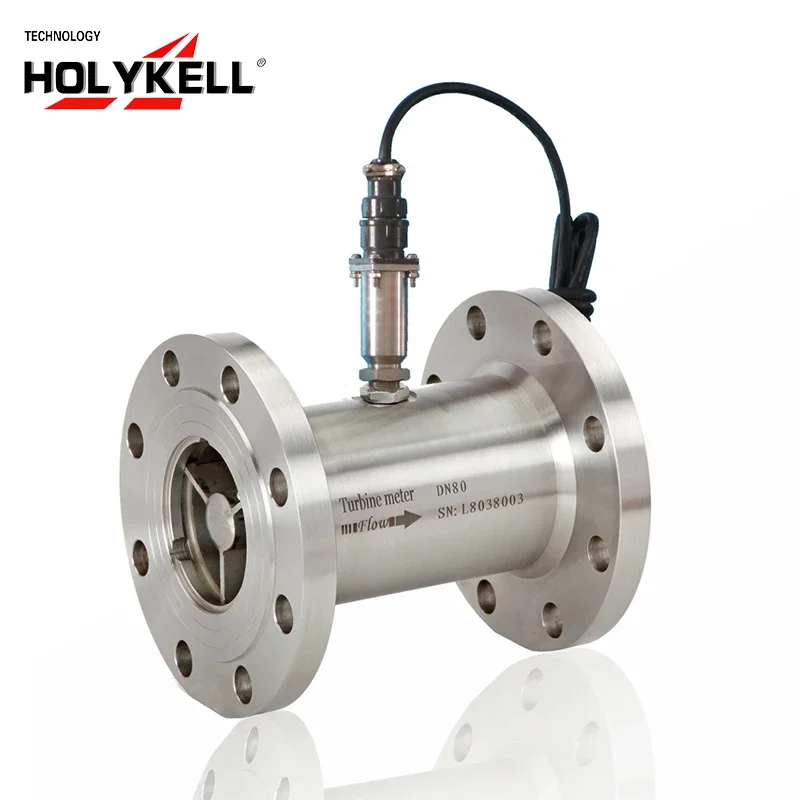 Holykell high precision liquid fuel oil turbine flow meter stainless steel digital vegetable oil ethanol fuel flowmeter