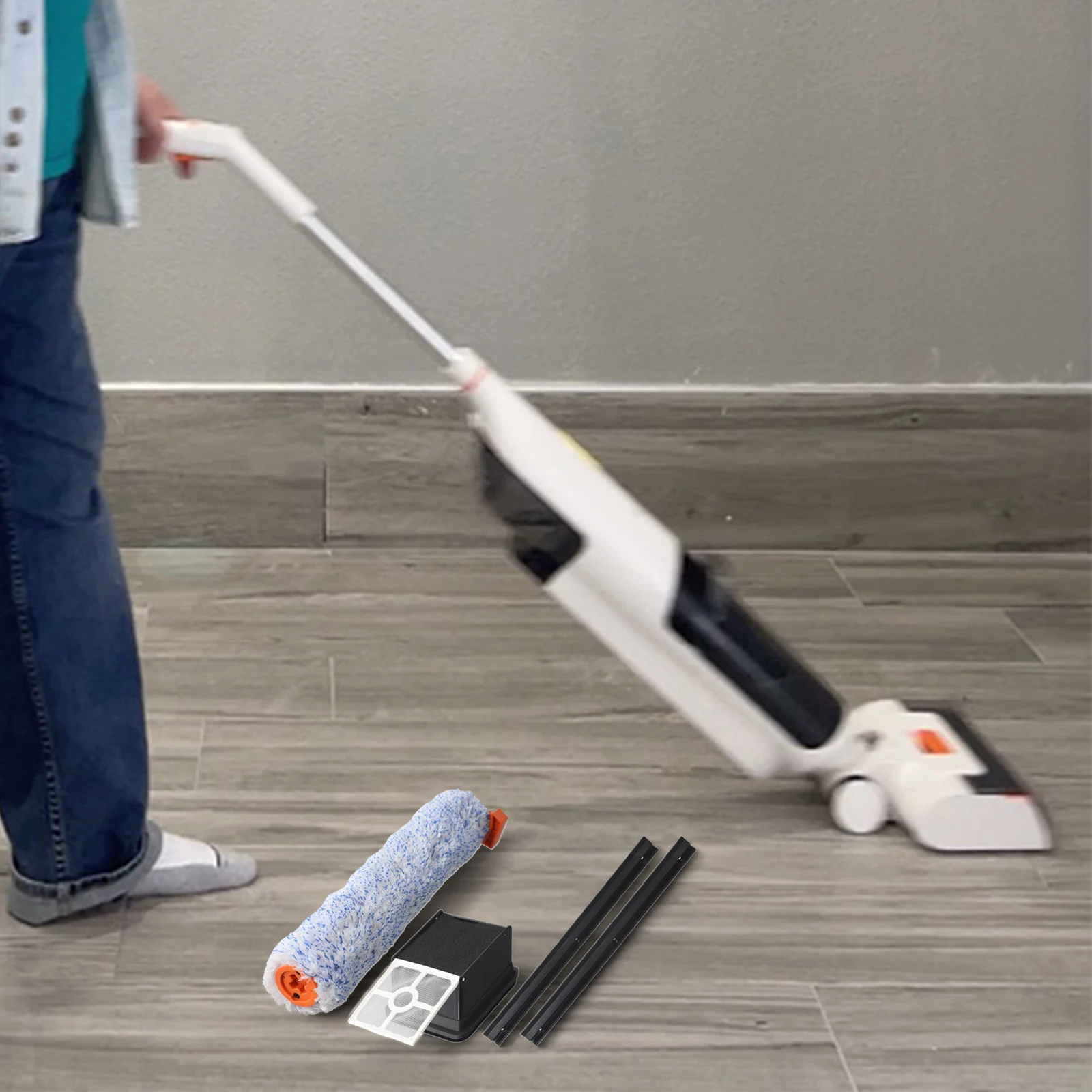 For ILIFE For W90 Cleaning Accessory Set Includes Mop Cloth Filter Rubber Scraper and Side Brush for Hard Floors