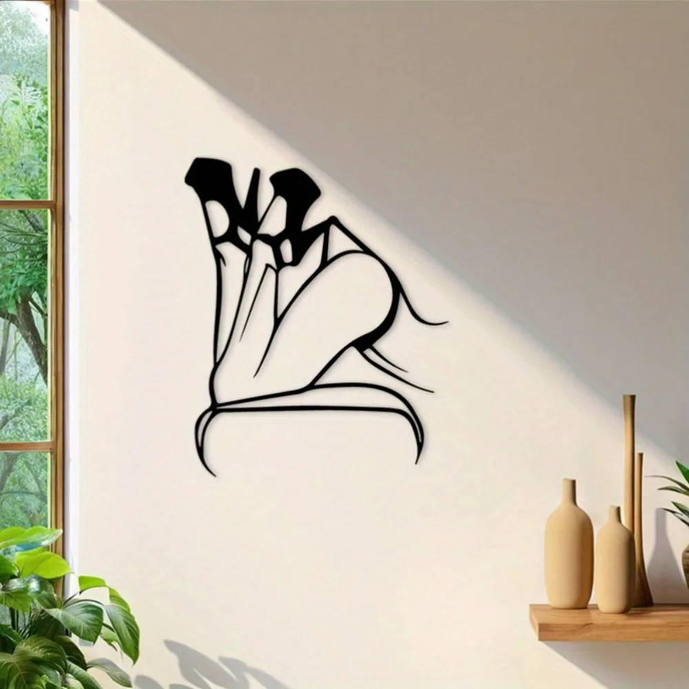 Vintage Metal Sign Abstract Line Art Female Form Artistic Home Decor