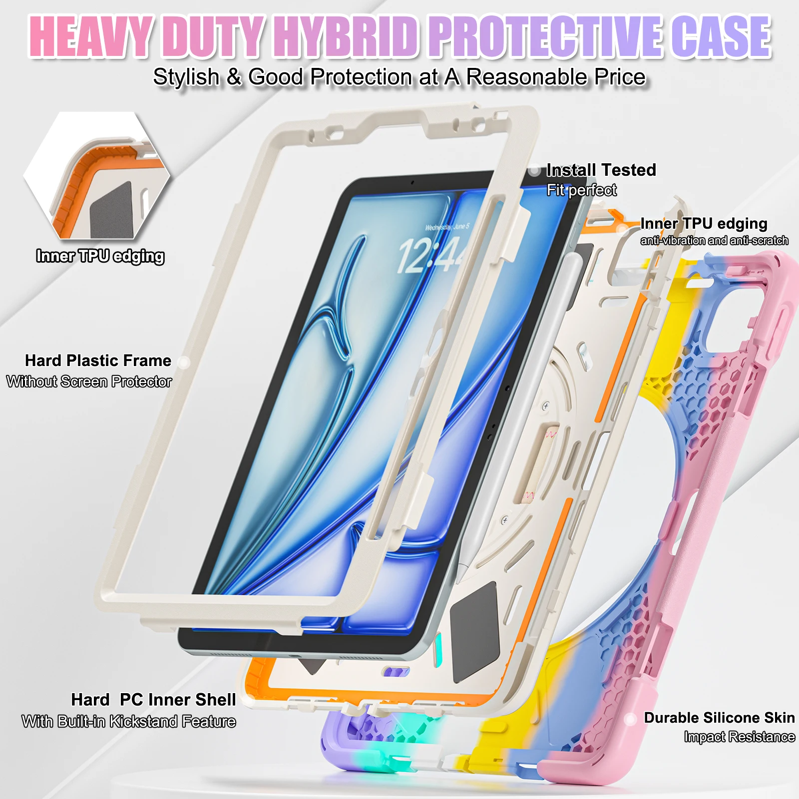 360 Rotating Stand Case Universal For iPad Air 11 2026 M4 2025 M3 2024 M2 Pro 11 2018-2022 Air 4 5 Hybrid Cover Shoulder Strap