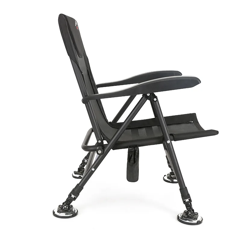 

Luxury Reclining Padded Adjustable Backrest Portable Foldable Camping Fishing Chairs With Storage Pocket