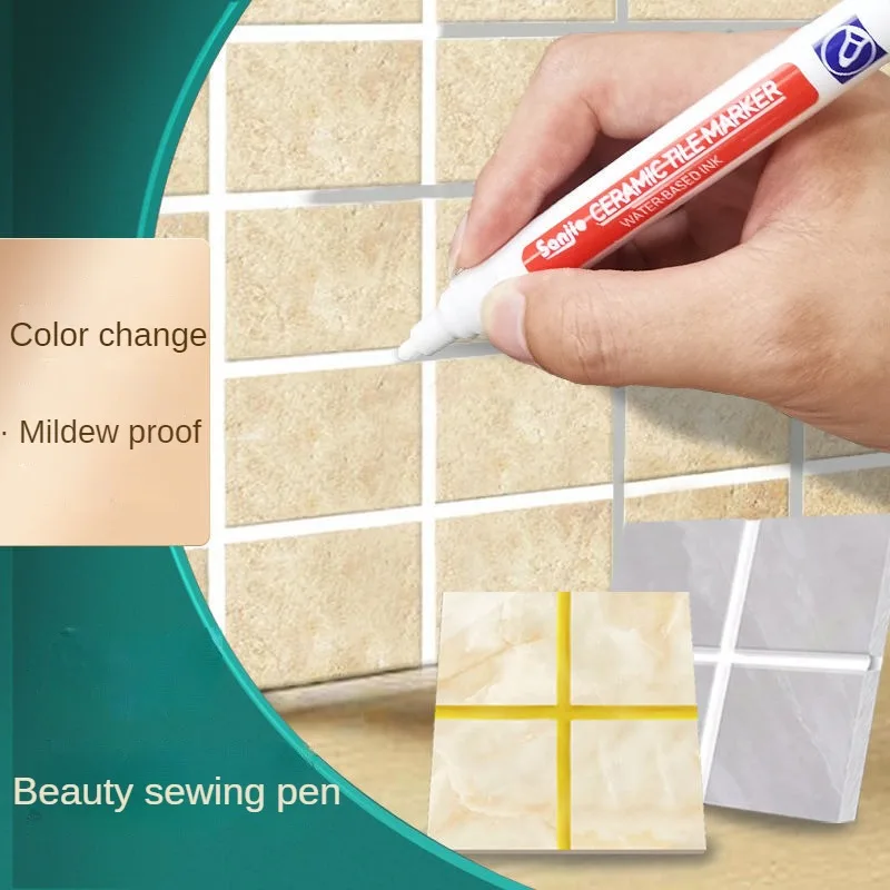 Roise White Waterproof Tile Marker Grout Pen Wall Seam Pen 10Color Optional,for Tiles Floor Bathroom Decontamination Seam Repair
