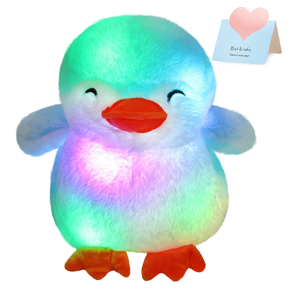 30cm Glow Penguin Doll LED Light Luminous Musical Plushie Toy Stuffed Singing Bedtime Pillow Birthday Gift for Toddler Kids Girl