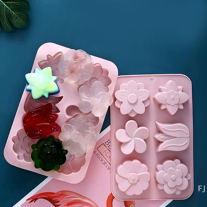 [YU]6 Cavity Flower-shaped Of Tulip Silicone Mold Suitable For Soap Candle Hand Making DIY Cake Chocolate Dessert Baking Mold