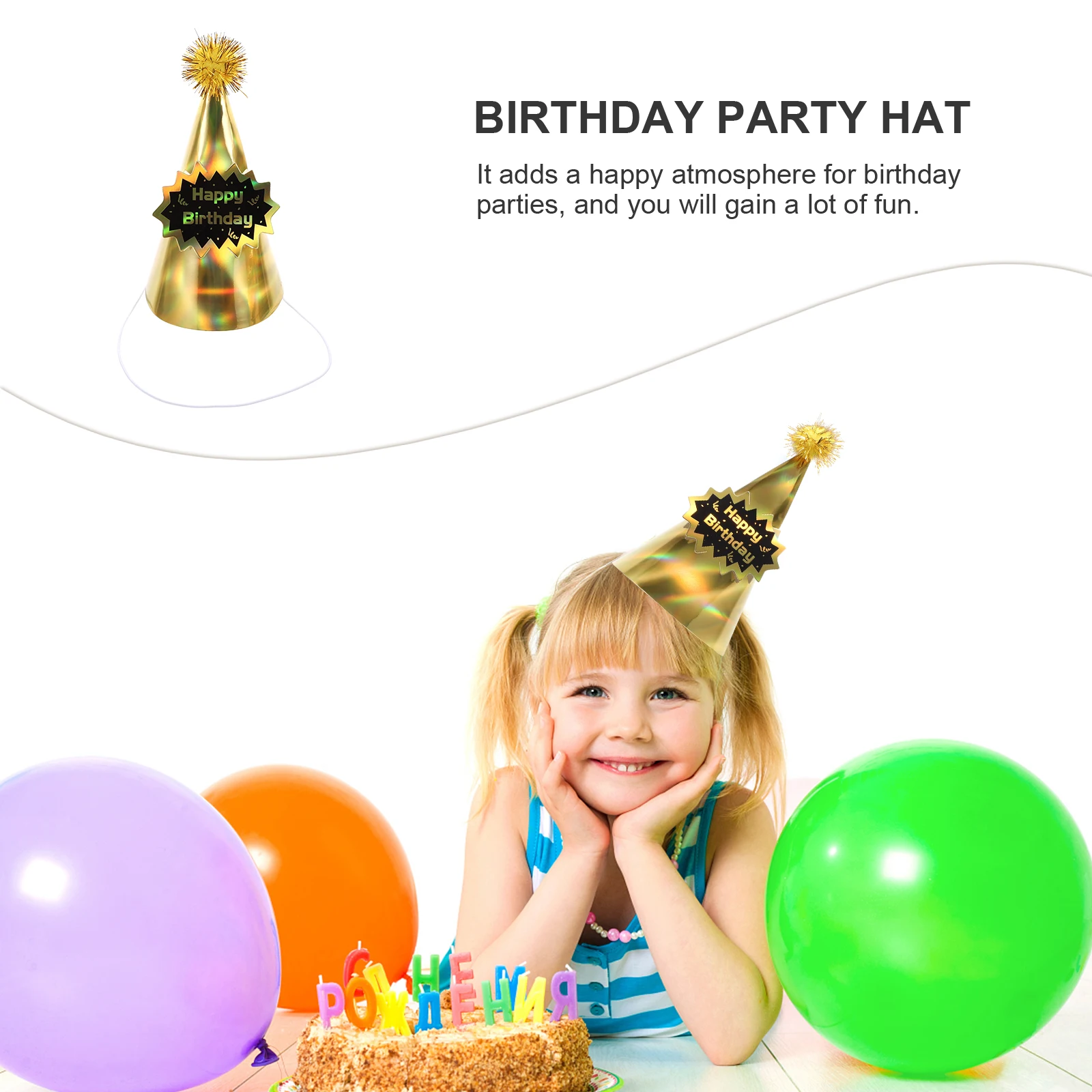 

5pcs Birthday Hats Party Supplies Golden Paper Cap Light Up Celebration Perfect Gift for Memory Adult Toddler