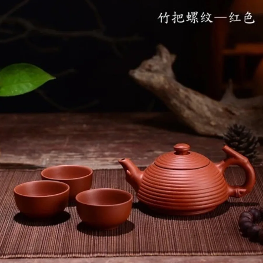 Yixing Purple Clay 1 Teapot + 3 Cups Set 150ml Zisha tea pot Purple sand tea cup Could brew puer Longjing 4 pcs Kung Fu Tea Sets