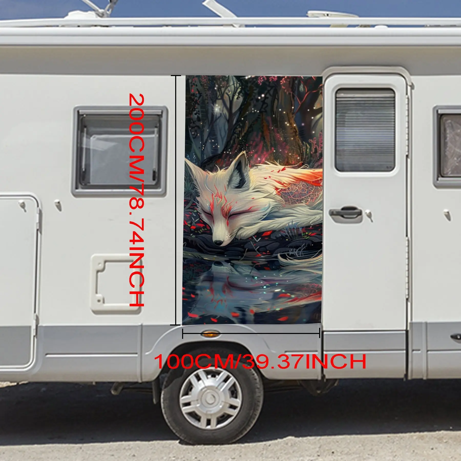 Nine - tailed Fox Fantasy Art Print Car Sticker,Waterproof Vinyl Decal for RV Side, Self - Adhesive Stickers to Decorate & Prote