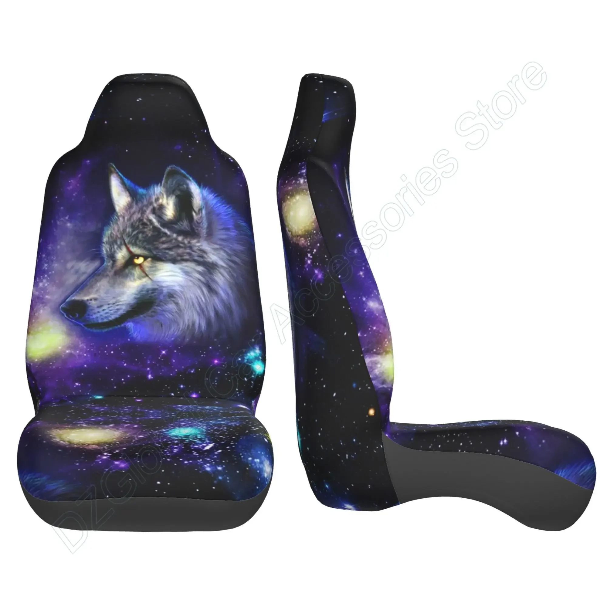 Cutsom Gray Wolf Car Seat Covers for Men Front Seats Only Full Set of 2 Saddle Fit Most Car Truck SUV or Van