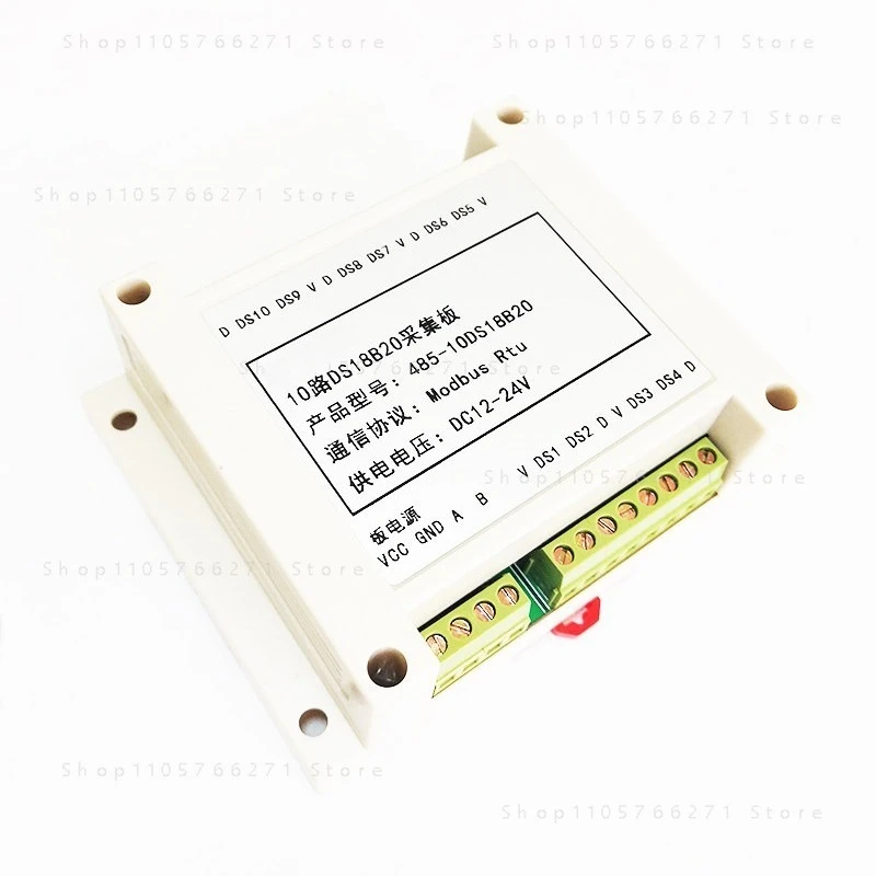 10-Channel NTC Temperature Transmitter 10K Thermistor To RS485 Modbus RTU Communication Temperature Collector