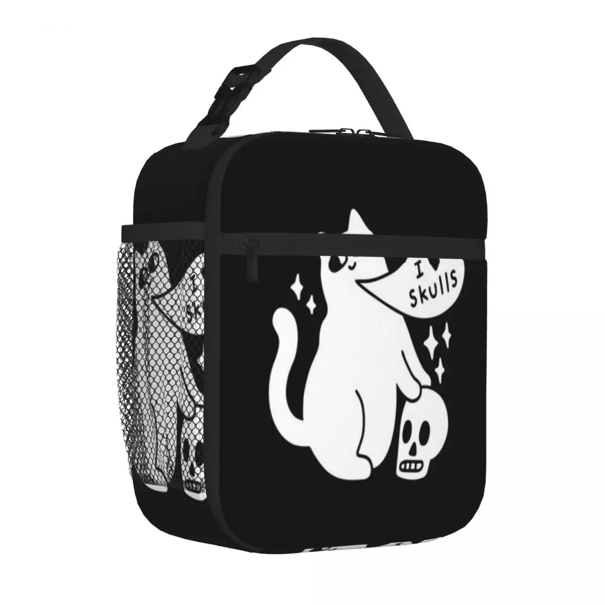 Bestselling I Loves Skulls Cat Minimal Decoration Thermal Tote Airport Travel Canvas Lunch Bag