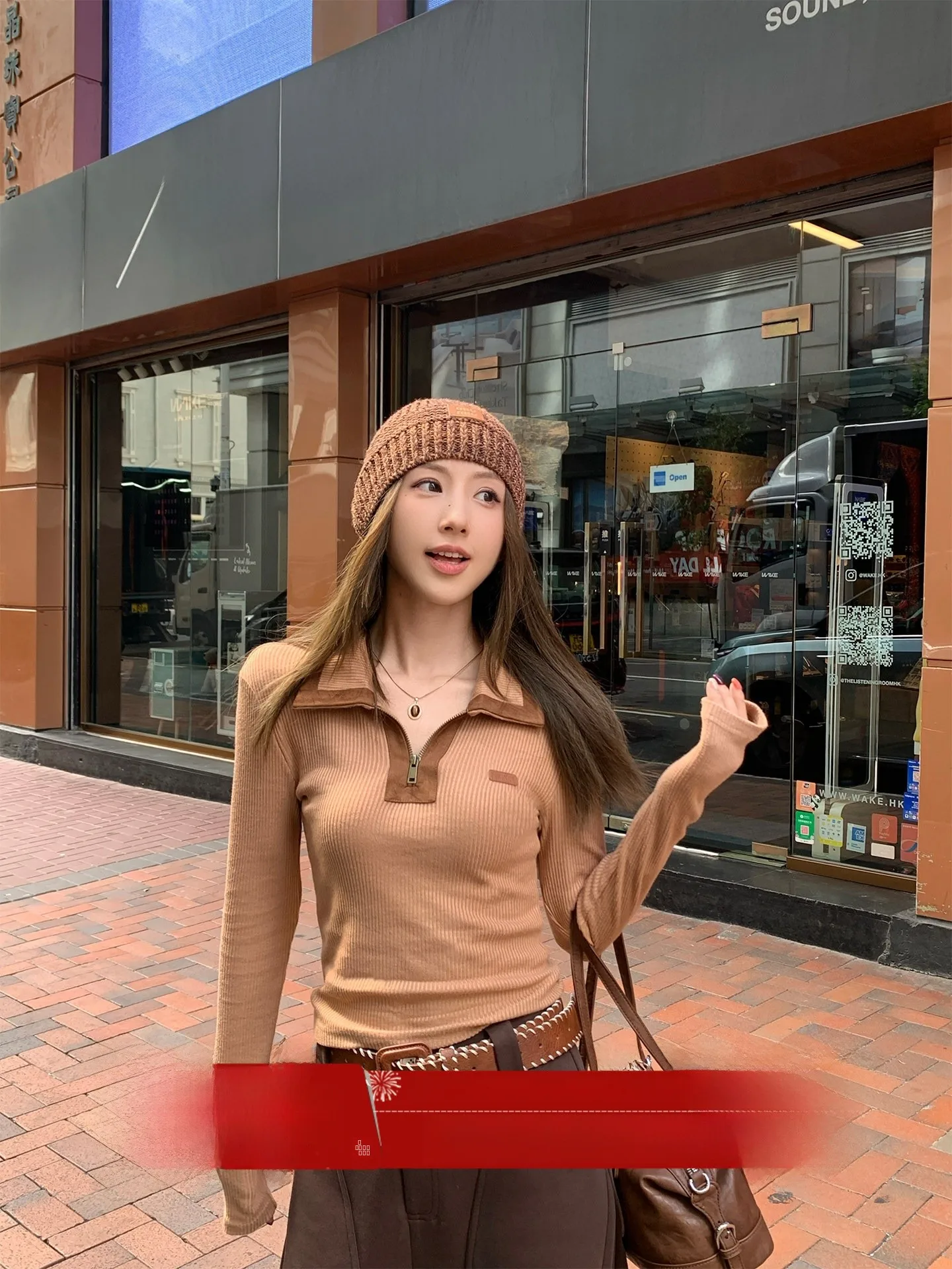 

Женский трикотажный топ MLS с молнией, облегающий, с длинным рукавом, модный повседневный стиль, осенняя новинка, для стильных девушек