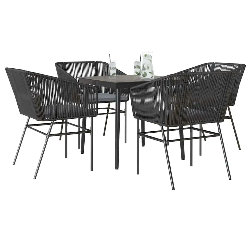 

Garden Dining Set Outdoor Furniture Black Dark Grey Stylish Patio Table Chairs for Backyard Balcony BBQ