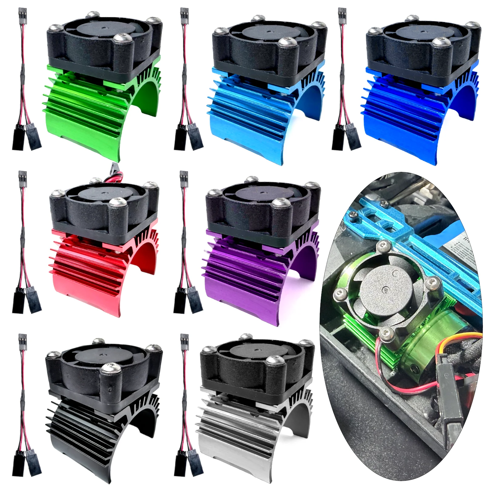 Motor Cooling Fan Heatsink Y Cable DuPont for 370/380/390 16101 16102 16103 16104 16106 16201 SCY JJRC C8805 MJX HBX HSP 1/16 RC