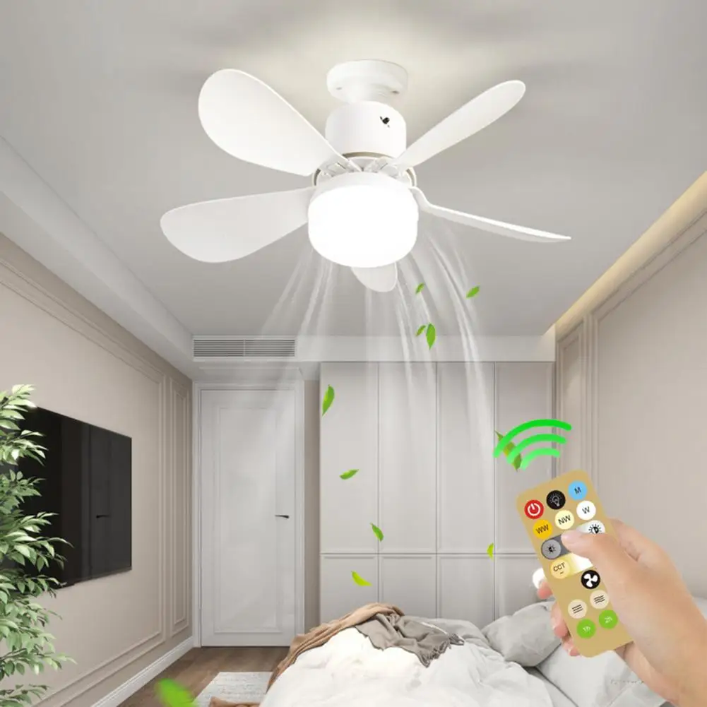 

Ceiling Fan with LED Lamp Remote Control E27 Screw Base Ceiling Fan Light 3 Speeds Low Noise Dimmable Ceiling Fan Light