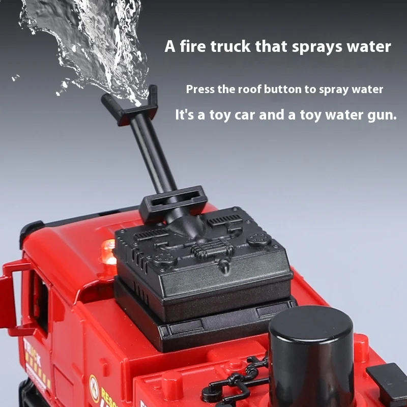 Kid\'s Alloy Fire Truck Model with Water Spray Function - Realistic Detail, Playful Fire-Fighting Experience