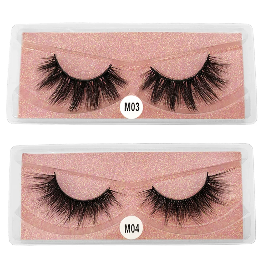 Faux Mink Eyelashes Pack em massa, cílios postiços, tira grossa, cílios longos de maquiagem dramática, atacado, 20 pares