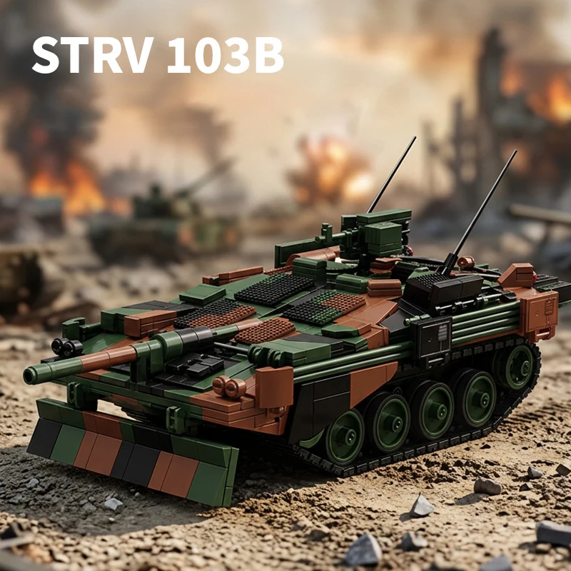 1773PCS Swedish STRV103B Tank Building Blocks 12go 97039 Military Armored Vehicle Model Bricks DIY Assembly Toy for Adults Gift