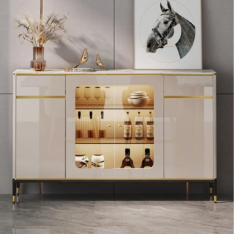 Premium Light luxury rock slab dining side cabinet Modern simple secret cabinet Wine cabinet against the wall Living room locker