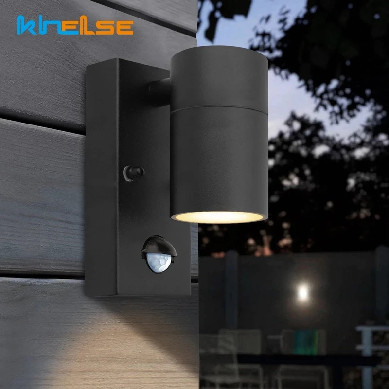 

PIR Motion Sensor Outdoor LED Wall Light Stainless Steel IP44 Waterproof 220V Balcony Porch Wall Lamp GU10 Replaceable Bulb