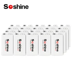 Soshine 9V 6F22 Rechargeable Battery 680mAh Li-Po Lithium Batteries for Smoke Alarm Multimeter Massager Toy 4 Years Shelf Life