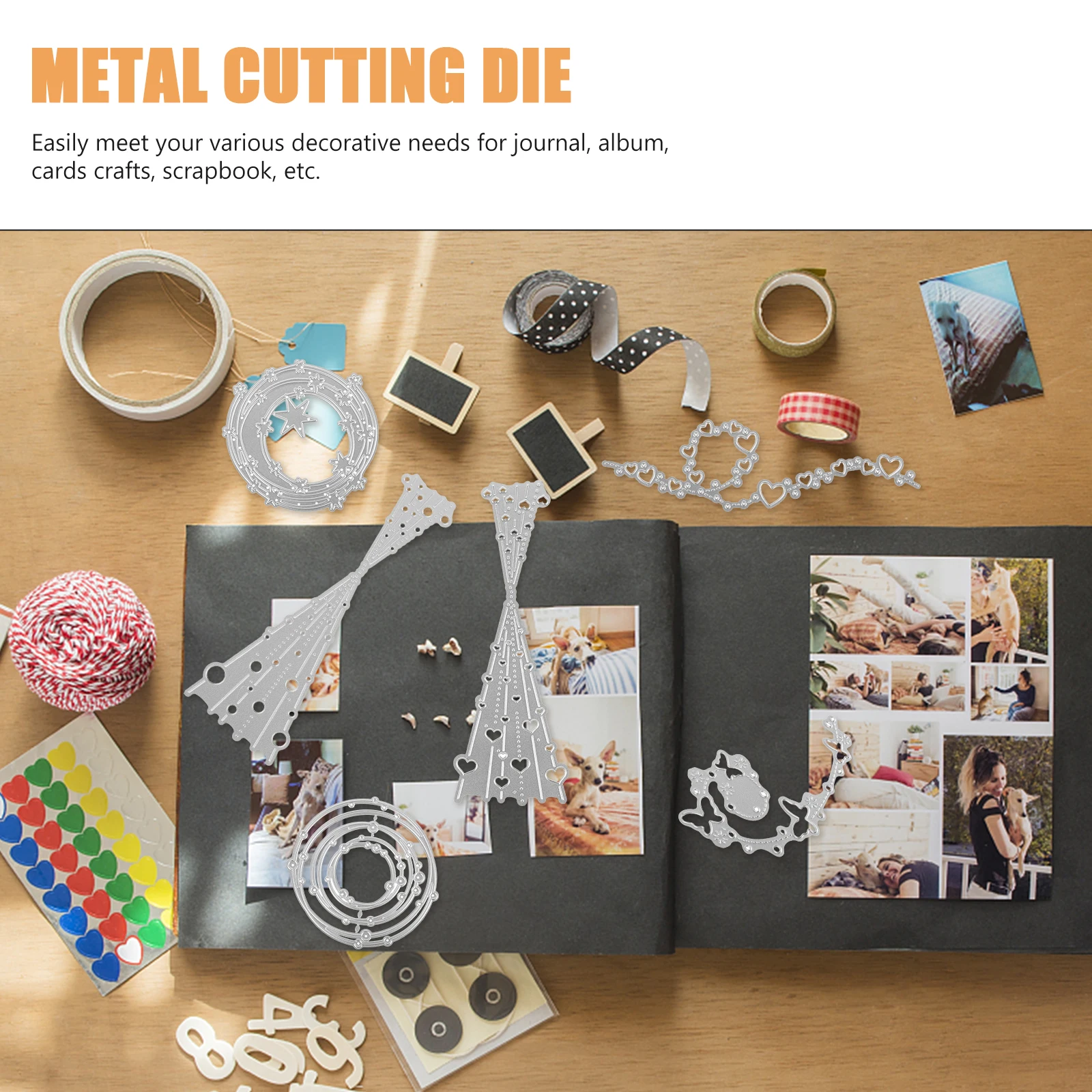 

6pcs Metal Dies DIY Craft Templates Die Cuts For Card Making Bubble Heart Lace Star Embossing Scrapbooking Card Making