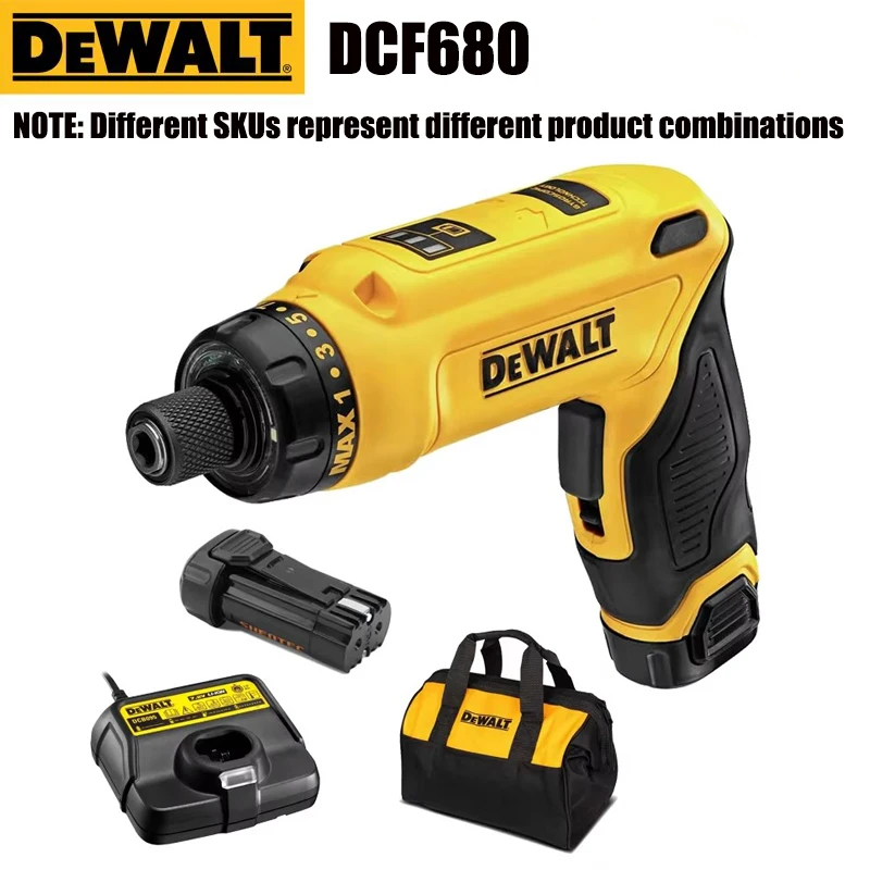 DEWALT DCF680 DCB080 Foldable Electric Screwdriver 7.2V Lithium Battery Household Gyroscopic Compact Hand Drill Sets Input 220V