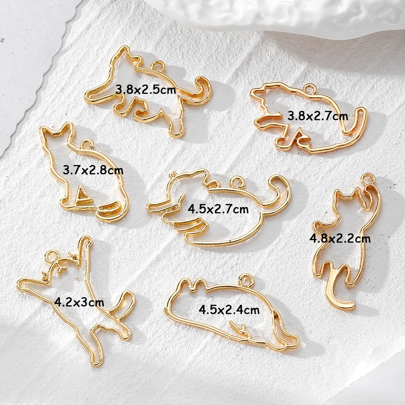 10 قطع لطيف القط شكل قلادة صينية الحافة سحر diy القرط سوار قلادة اليدوية صنع المجوهرات