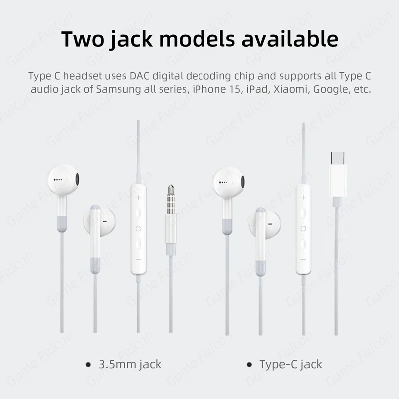 Headphones For Apple iPhone 15 Puls Pro Max In-Ear With Microphone Wired Earphone For Samsung Xiaomi 12 Huawei USB-C Earphones