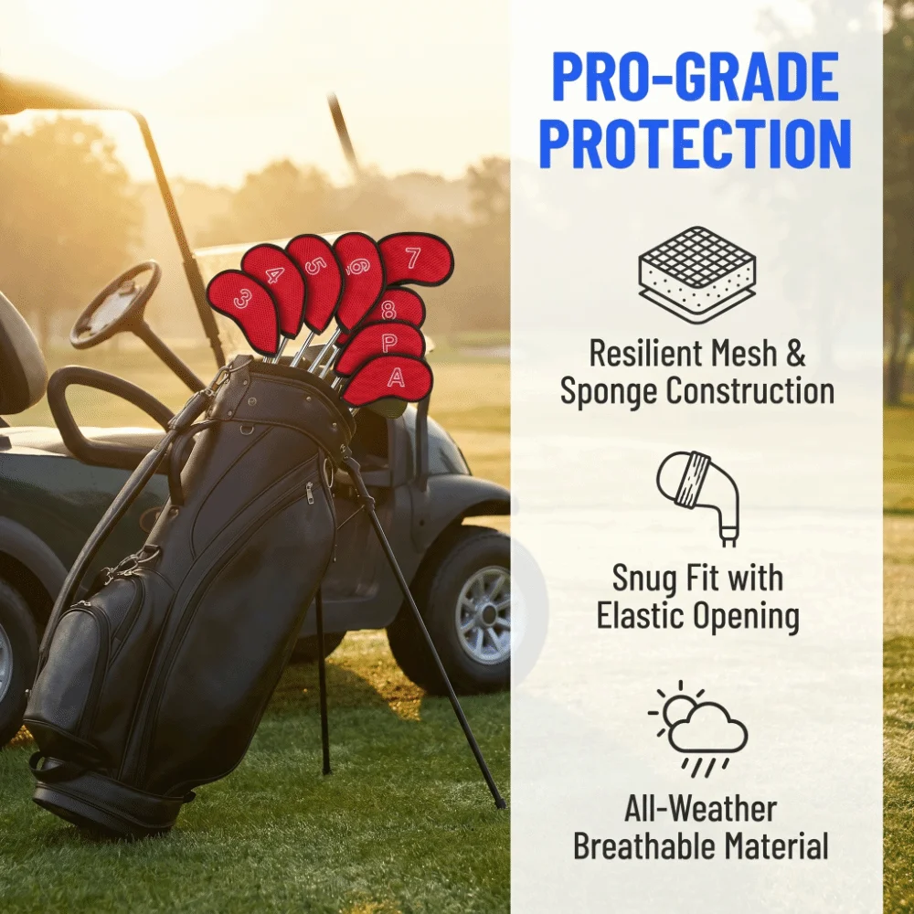 10pcs With Numbers Golf Iron Covers Set Sponge Mesh Cloth Golf Head Cover Durable Protective Cover Golf Iron Cover Golf Bag