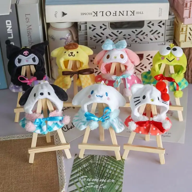 

10Cm Kawaii Sanrio HelloKitty Kuromi Pendant Baby Clothes Anime Cartoon Doll Cute Doll Headgear Cotton Doll Clothes Gifts