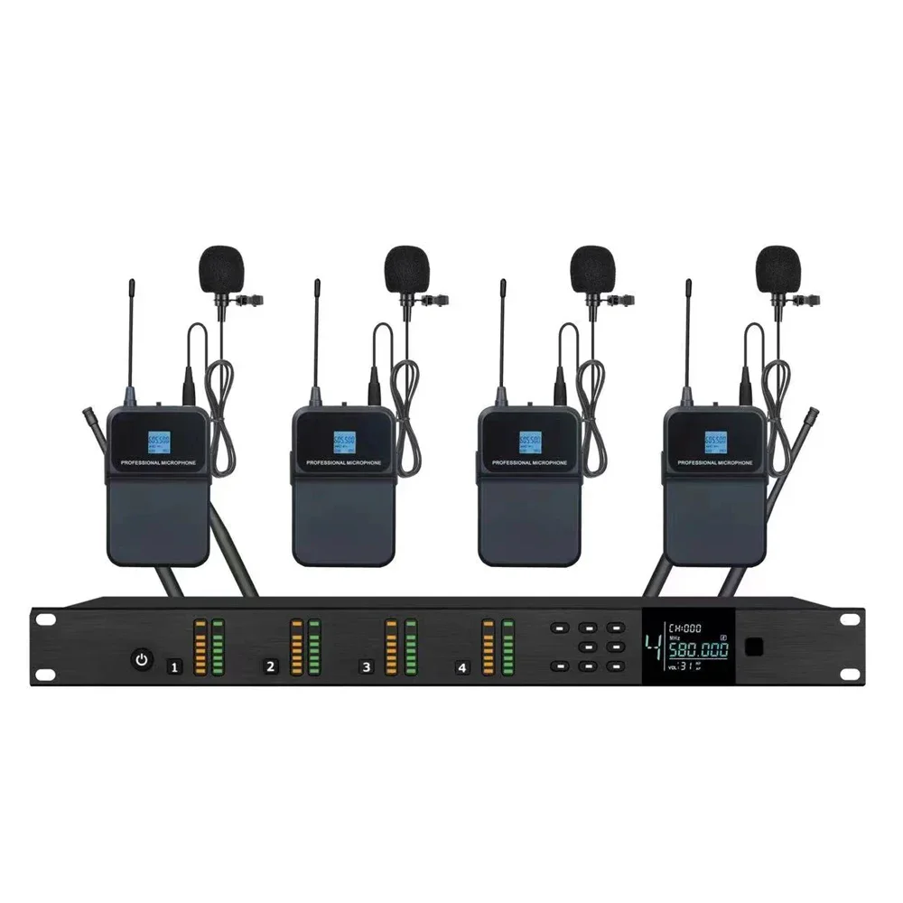MiCWL AD4Q 4-Channel UL1 BodyPack Condenser Lavalier Digital Wireless Microphone System Anti-interference UHF Stage DJ Karaoke