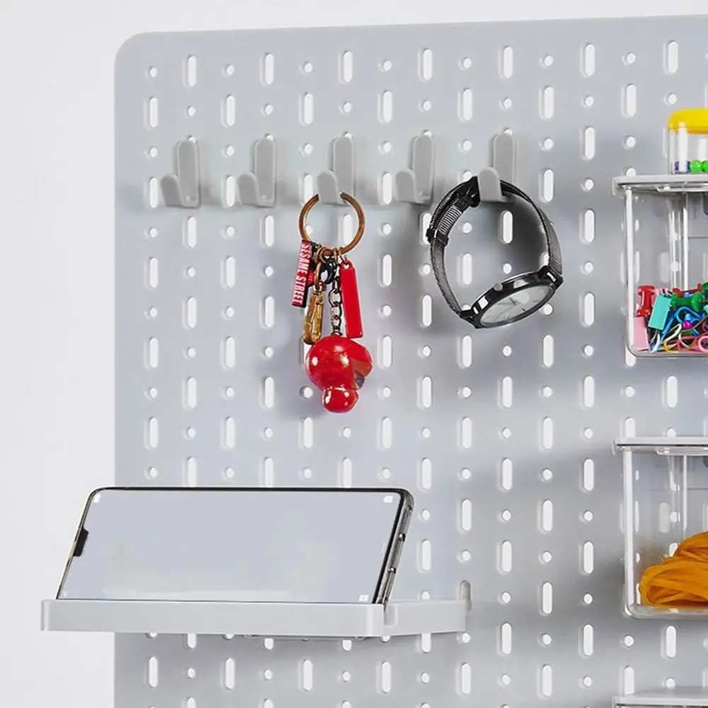 

10Pcs Utility Plastic Peg Board Hook J Shape Black/White/Grey Hole Board Hook Wall Mounted Heavy Duty Storage Rack Craft Room