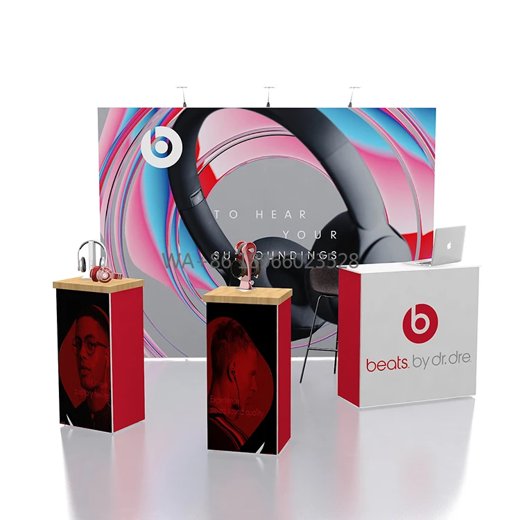 10x8ft الألومنيوم الشخصي التوتر النسيج المحمولة كشك المعرض أجزاء مختلفة لتزيين كشك عرض التجارة كله