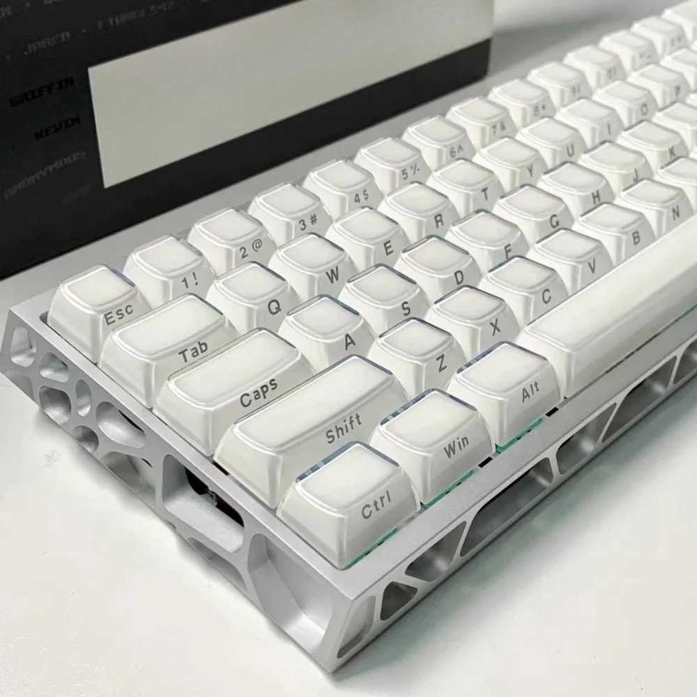 

Side Carving Keycaps Customizred ABS+PC OEM Profile Artisan Point Keycap Semi-transparent Pink Mechanical Keyboard Accessories