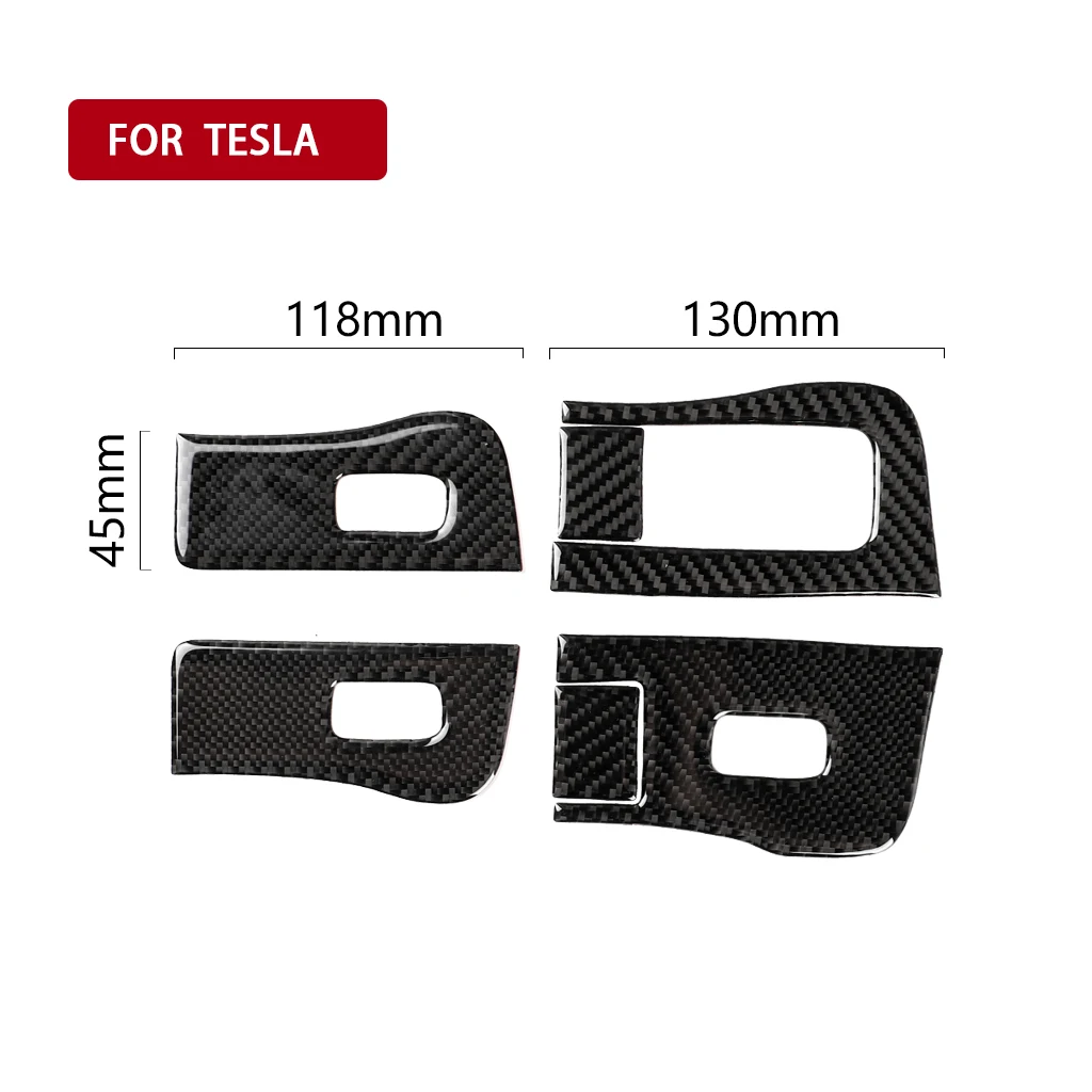 Carbon Fiber Window Lifting Button Sticker For Tesla Model Y 2020+ Model 3 2017-2022 Car Interior Accessories