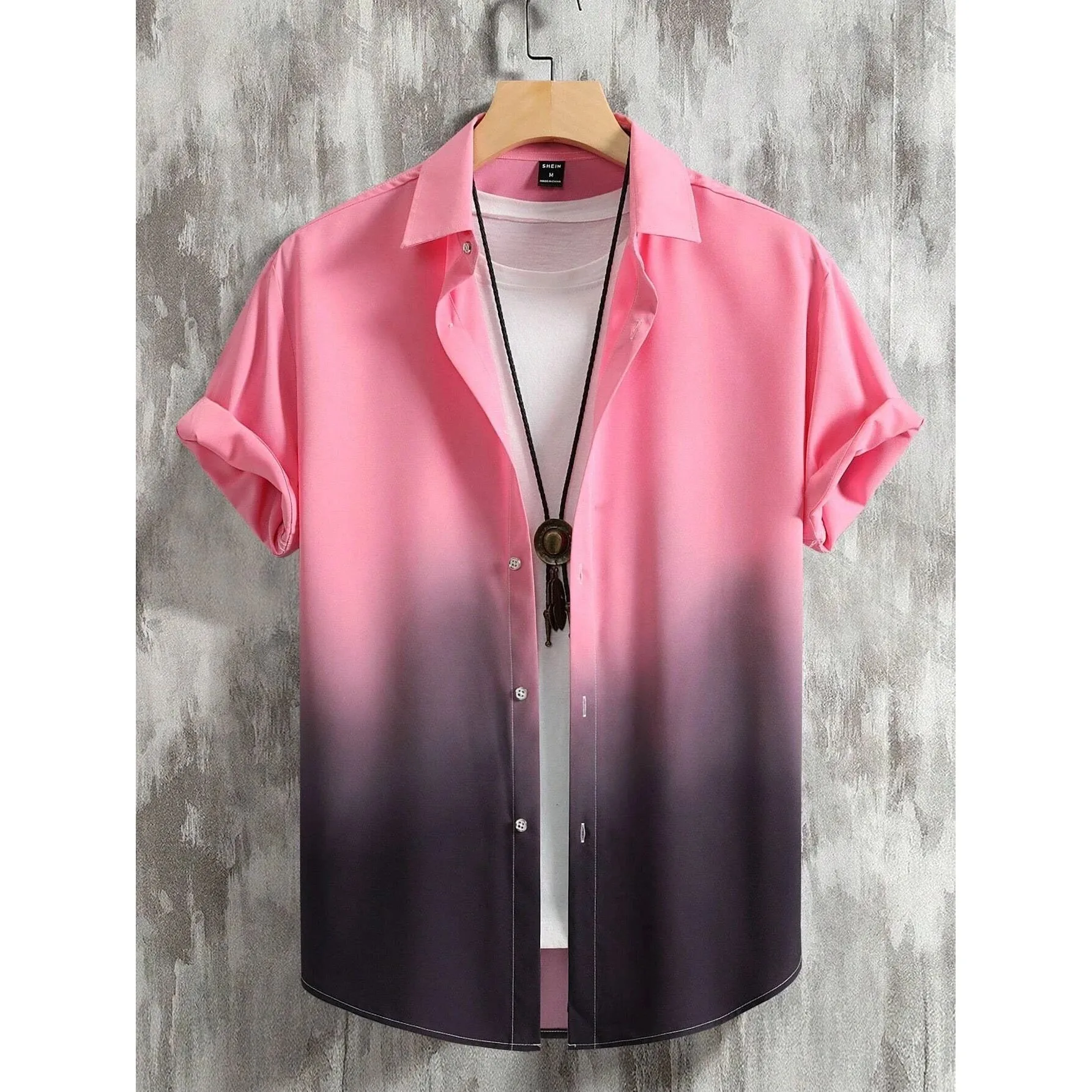 Men's Gradient Design Graphic 3D Print Shirt Summer Clothing Special Wide Fit Fleece Lined Thickened  Collar Nine Sleeve