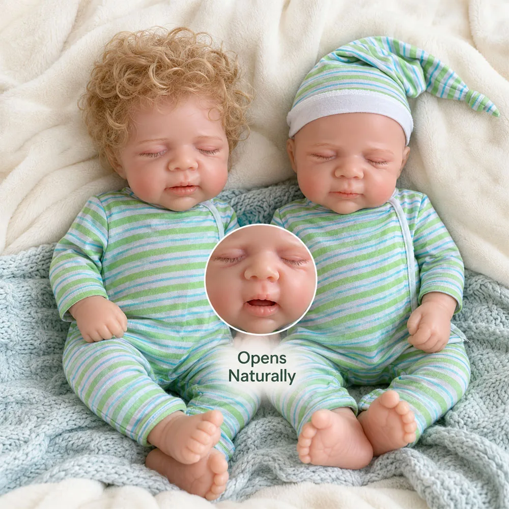18 Inch Solid Silicone Reborn Baby Doll Open Mouth Bald and Rooted Hair Hand‑Painted Lifelike Newborn Touch Collectible Gift