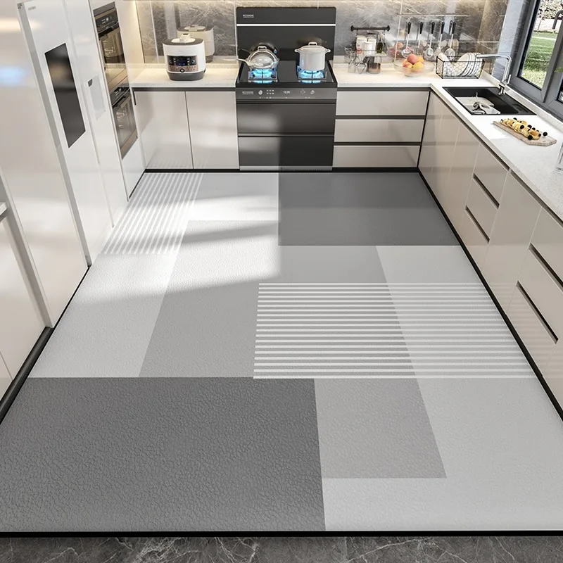 

Kitchen Floor Mat Waterproof Non-slip Oil-proof PVC Leather Wipeable Washable Soft Carpet Dirt-resistant Balcony Rug Alfombr 양탄자