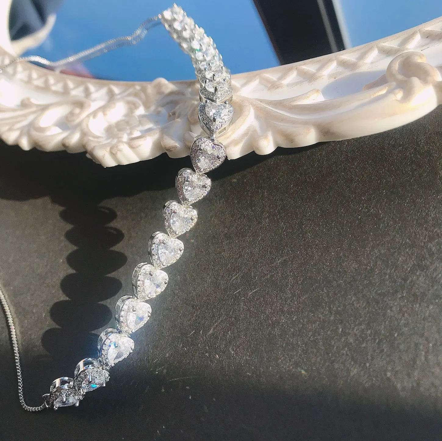 Y&Y Bright Princess pink jewel bracelet Heart type 5A Zircon girl gift classic elegant choker
