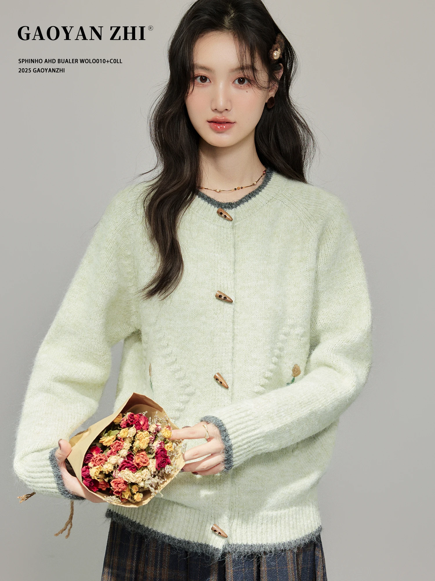 

Уютный вязаный кардиган-свитер женский, осенне-зимний, новый, мягкий, объемный, с 3D-вышивкой в виде цветов, в стиле «ленивый шик», маленький размер