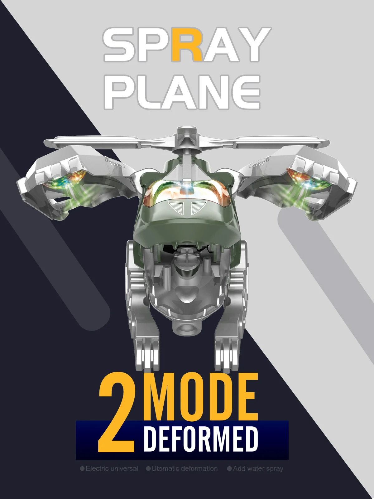 Nowy Elektryczny Transformujący Się Helikopter Strzelający Sprayem z LED, Symulacja Transformacji Dinozaura, Model Zabawki, Prezent Urodzinowy dla Dzieci 2025